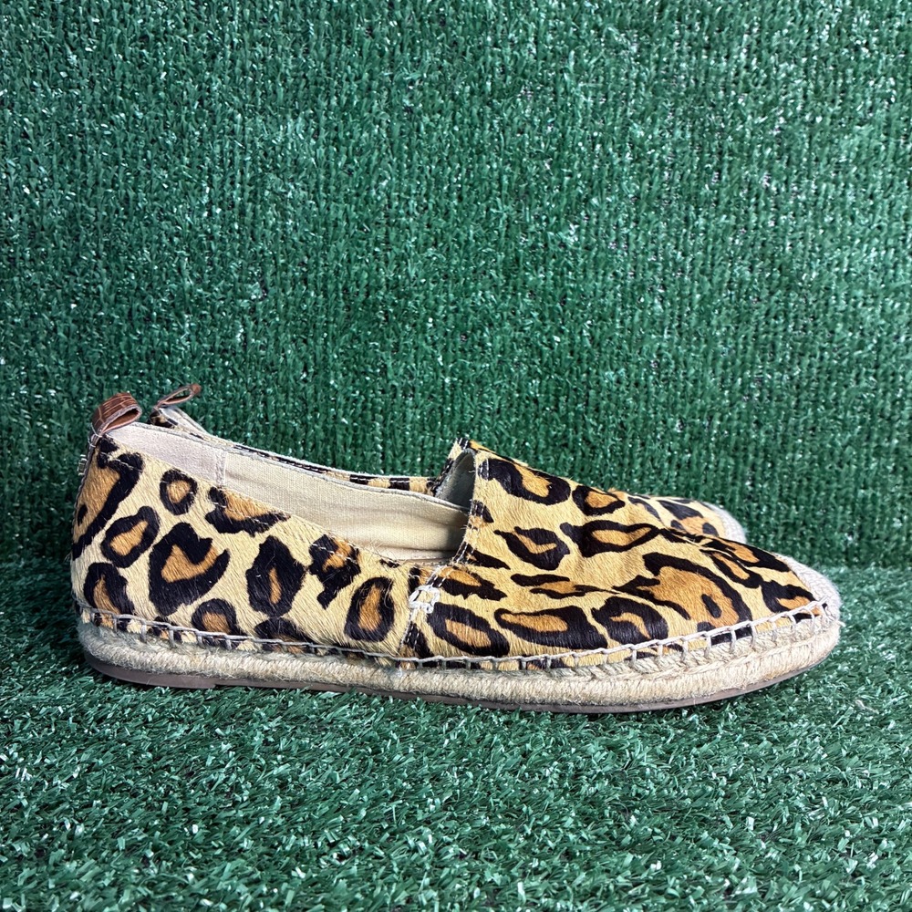 Sam Edelman Khloe Calf Hair Leopard Print Espadrille Flat Brown Womens Size 8.5M